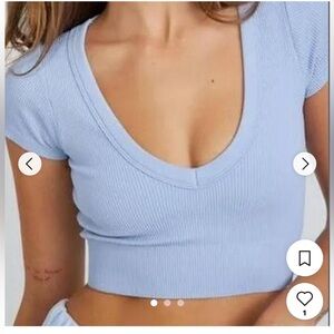Garage Light Gray Ribbed Crop Top